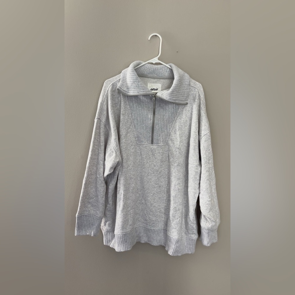 Aerie Light Gray Men's Zip-Up Sweater